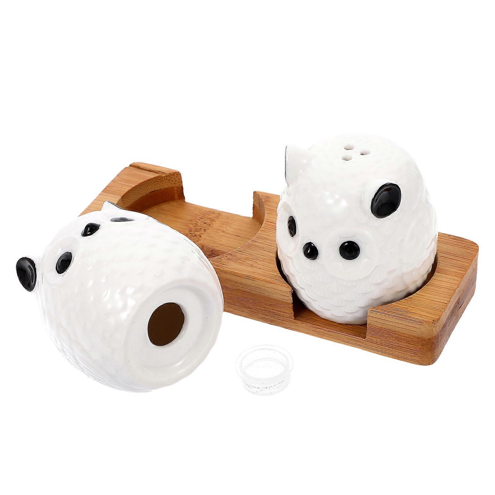 Whimsical Owl Shaped Condiment Pots For Dining Room And Kitchen Counter In Multi Color Ceramic Material 6-Pcs