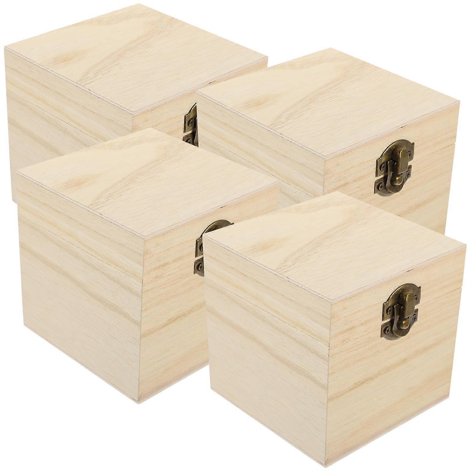 Wooden Storage Box for Storage 16Pcs with Lock Lid Light Brown Finish