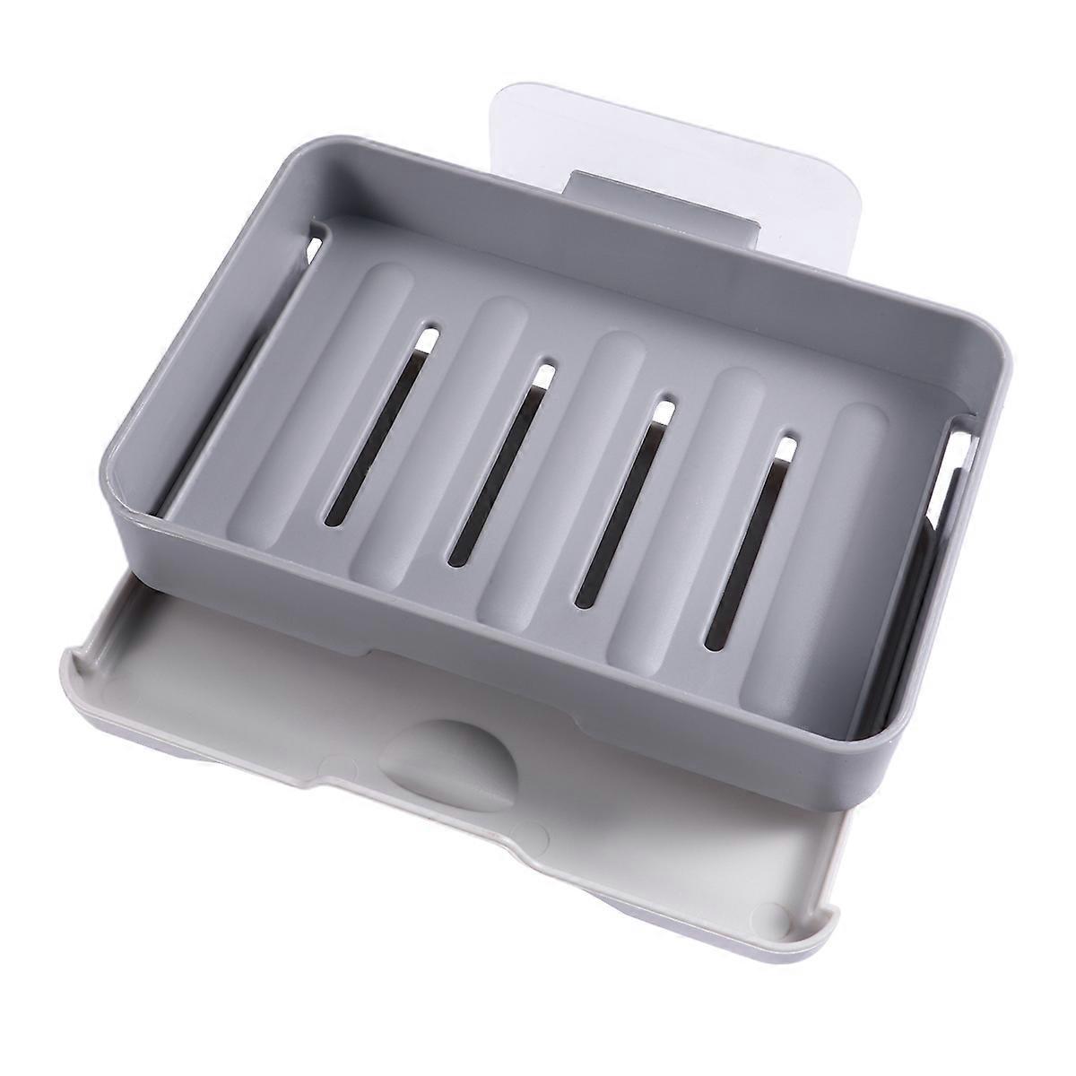 Practical Bathroom Soap Dish Wall-Mounted Soap Holder Prevent Soap Breakage Dark Grey 5×3.6×1.2in 1Set