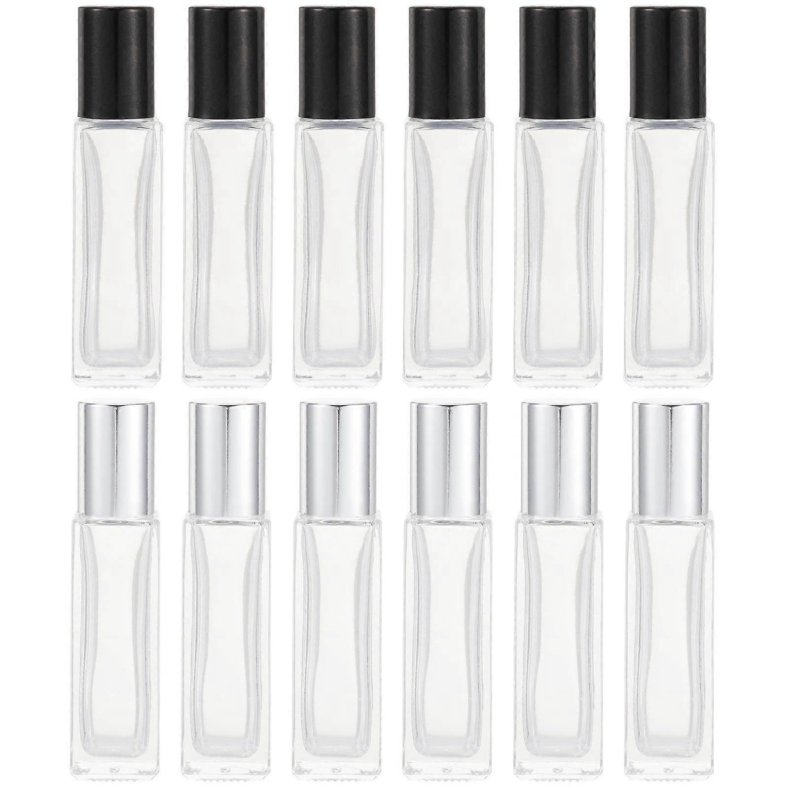 Glass Roller Bottles 12Pcs For Travel Storage Essential Oils With Leak-Proof Design Black Color
