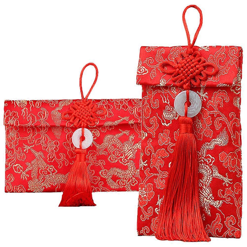 Red Brocade Envelopes Chinese Style for Festival Use 8Pcs Packets
