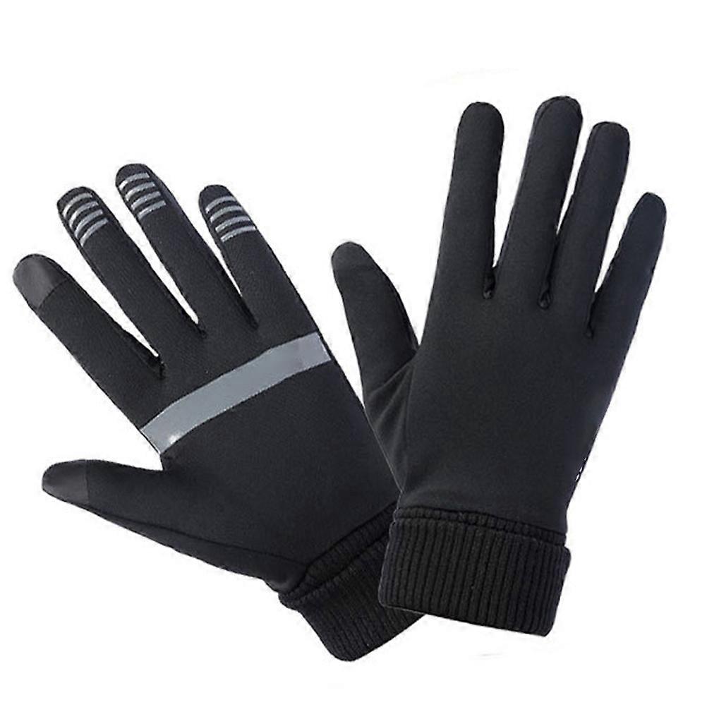 Riding Gloves Cycling Fishing Reflective Composite Material Black L 1Pair