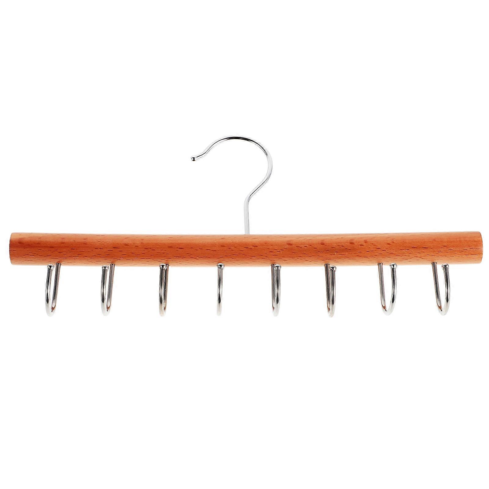 Wooden Belt and Tie Organizer for Hanging with 4Pcs Multifunctional Hooks