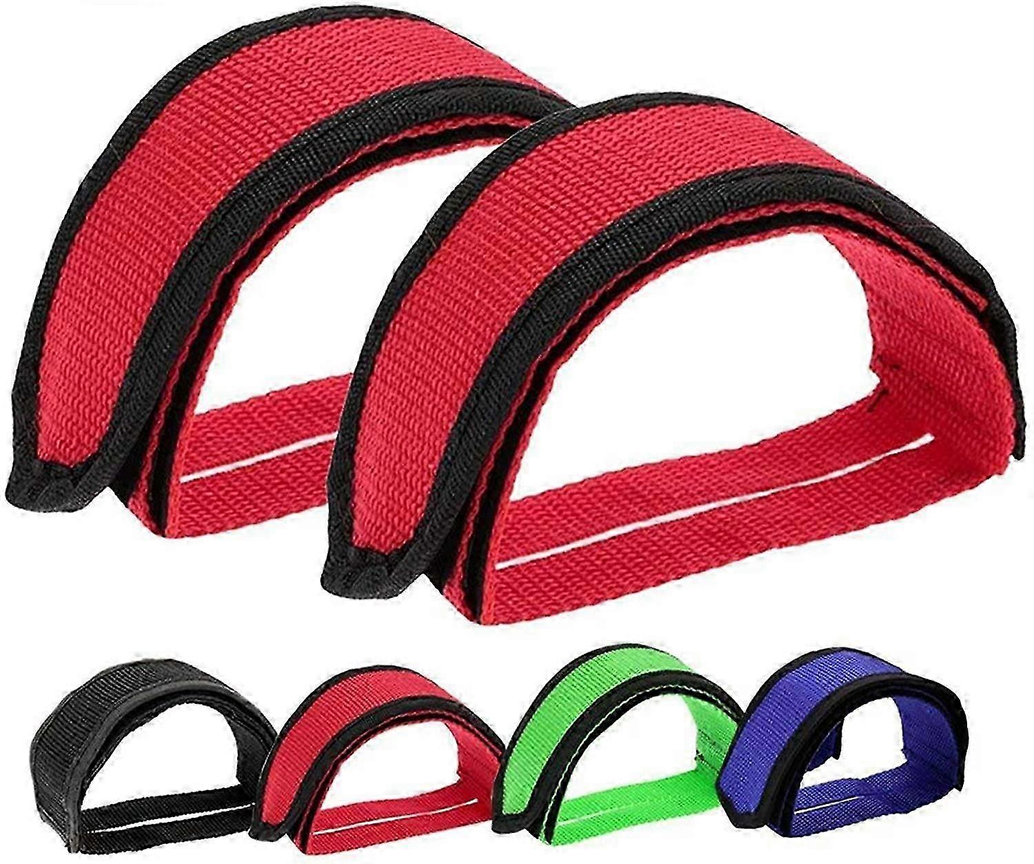 2-Pack ، دواسات الدراجة مع مشابك اصبع القدم للدراجات ذات التروس الثابتة ، أحمر