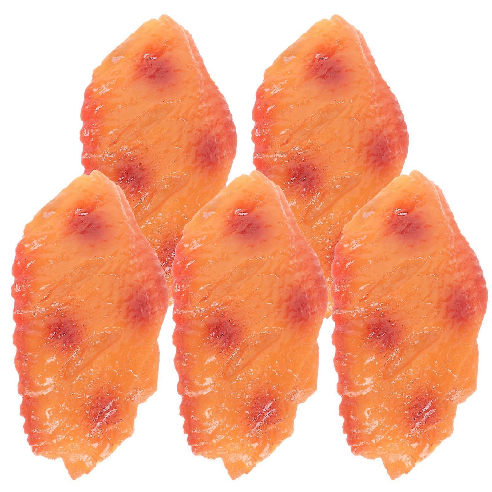 Realistic Chicken Wing Model 5Pcs Chocolate PVC Artificial Food for Decor with Realistic PVC Touch