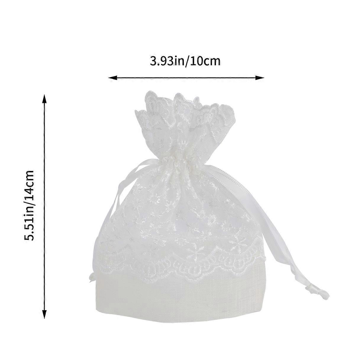 Storage Bag Drawstring Pocket for Jewelry 12Pcs Bundle White Lace Pattern