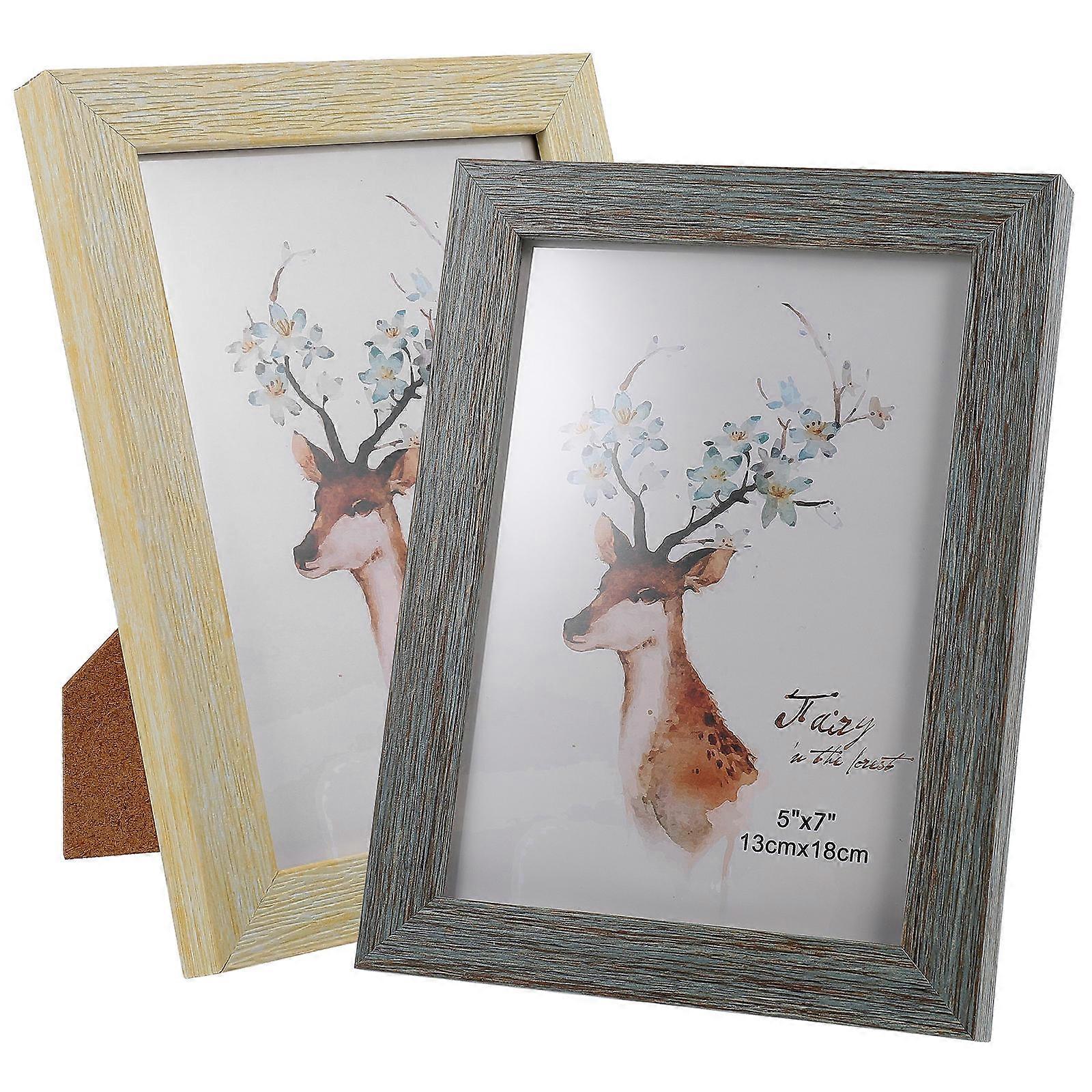Photo Frame 4Pcs Rectangular Rustic Retro Tabletop Photo Display Frames Suitable For Room Decoration Stylish Design
