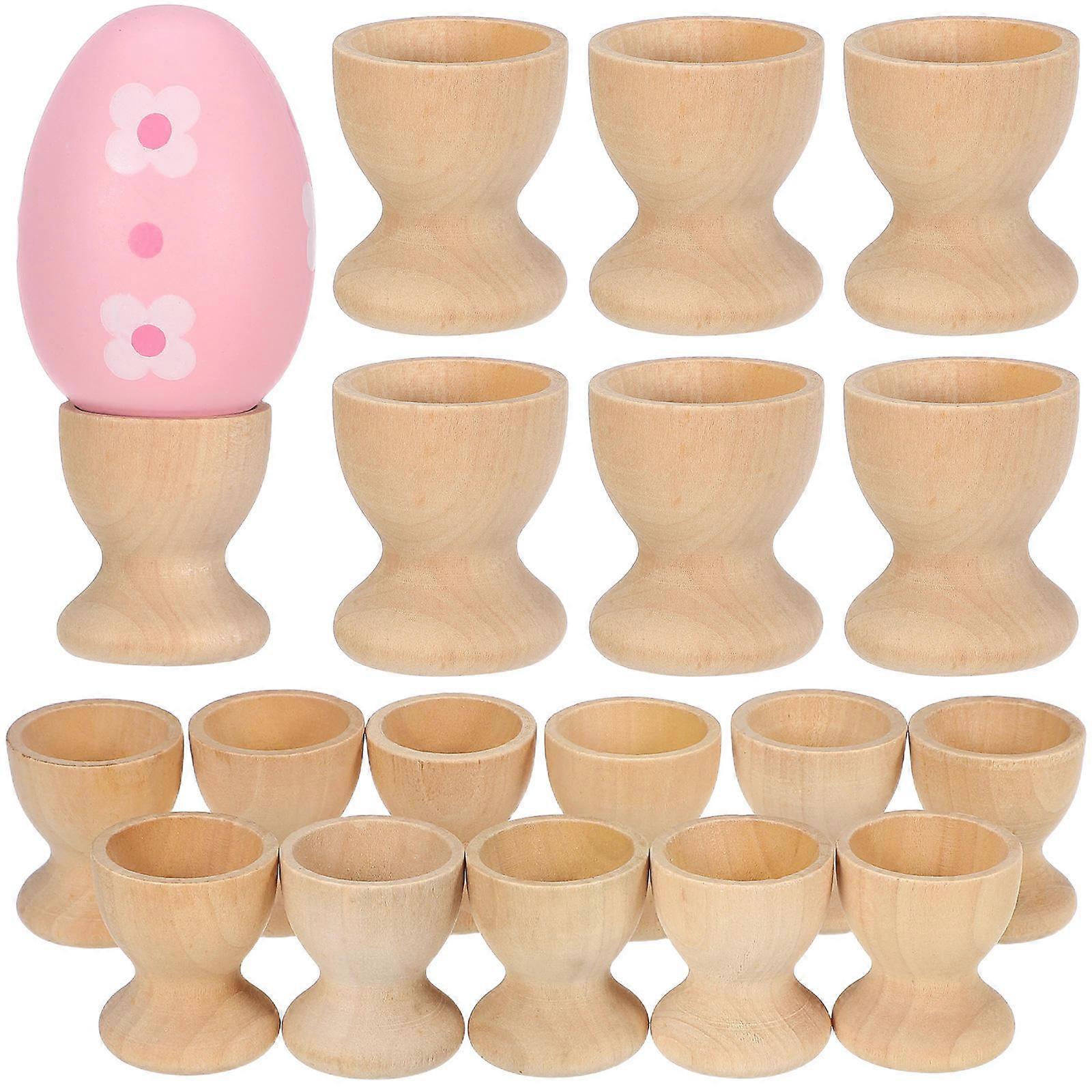 Cup Shaped Egg Holder Wooden Easter Egg Tray DIY 48Pcs Kit