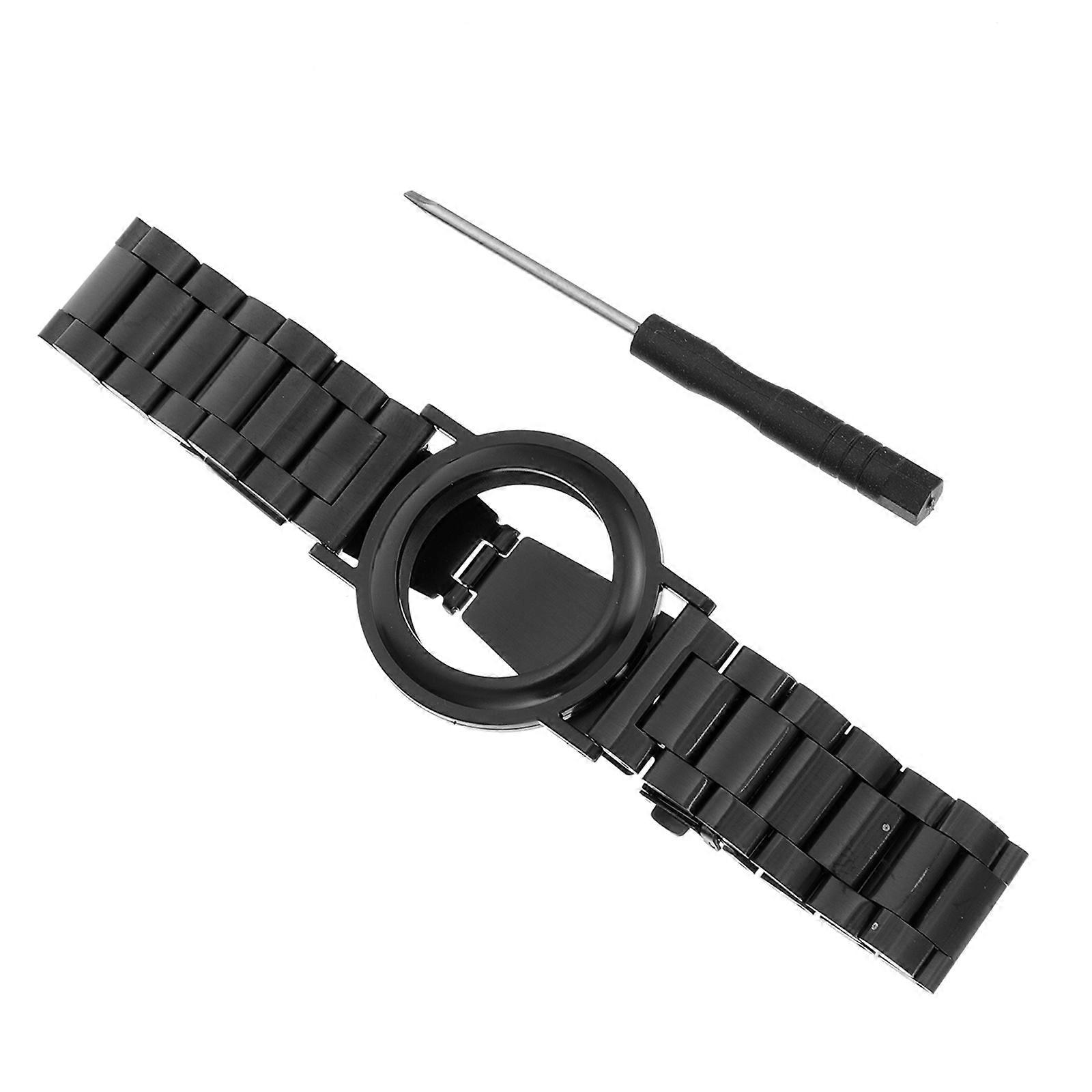 Tracking Locator Watch Strap Steel Band for 2Pcs Replacement Black