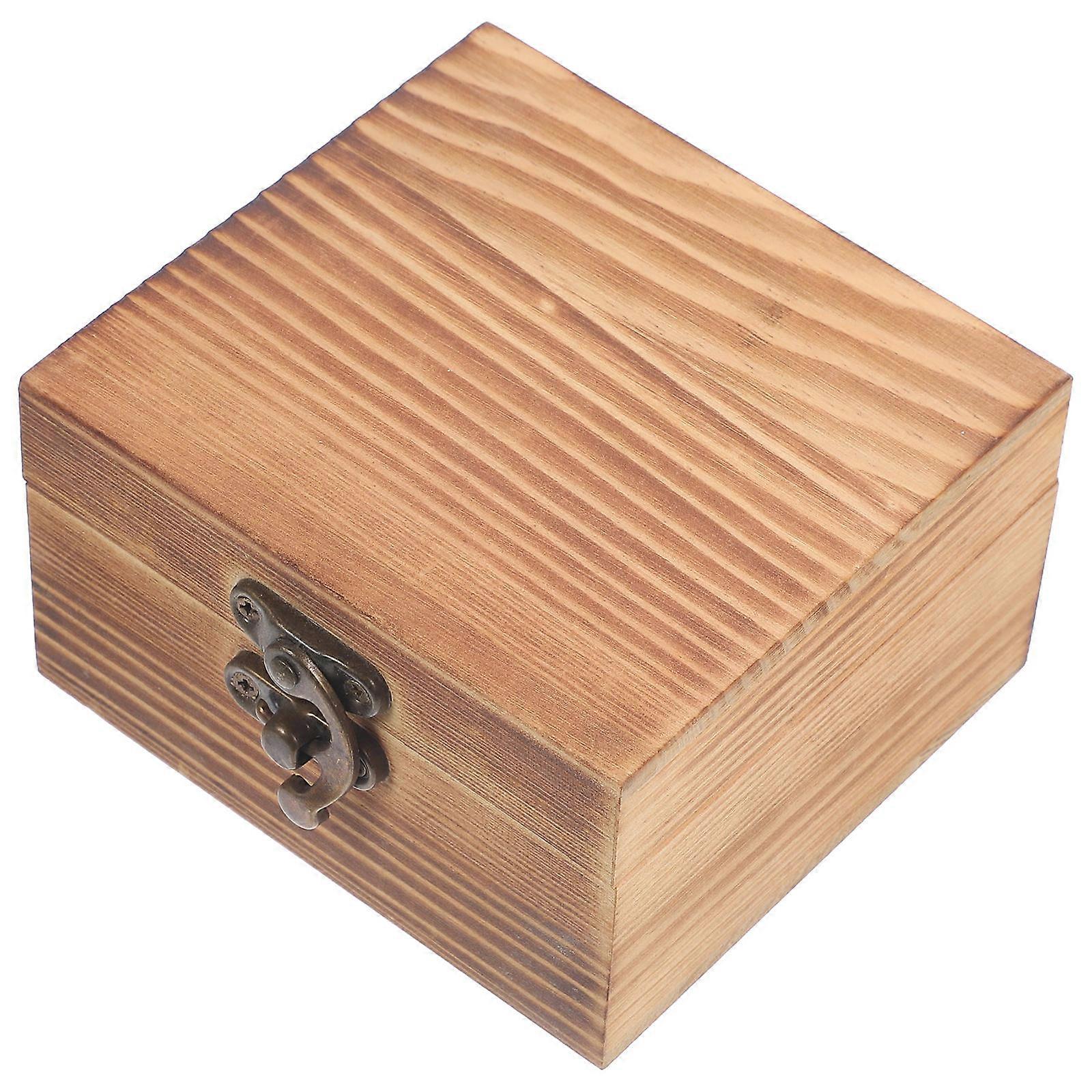 Light Brown Wood Storage Box with Lid for Trinket Organization 5Pcs