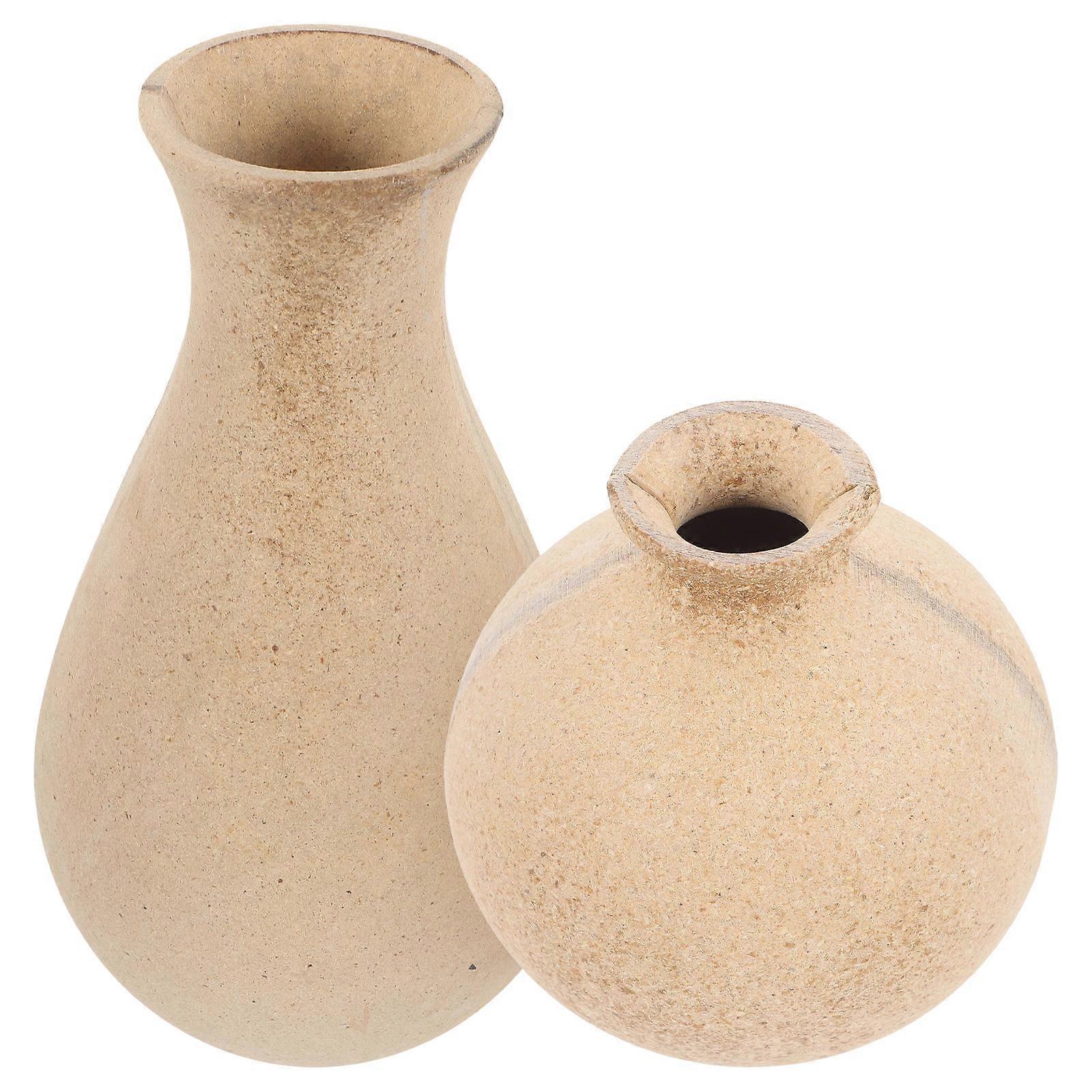 Natural Flower Container 2Pcs Handmade Floral Vase Ideal For Gift Giving Khaki Simple Style With Reliable Function