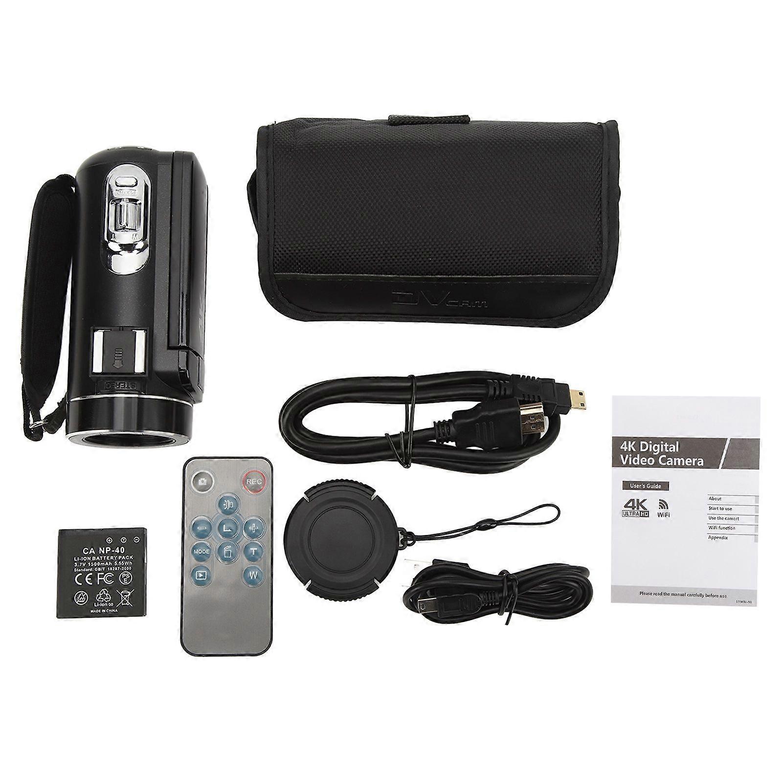 4K Video Camera 48MP 3.0 Inch Touch Screen 18x Digital Zoom WiFi Camcorder Recorder with Remote Control