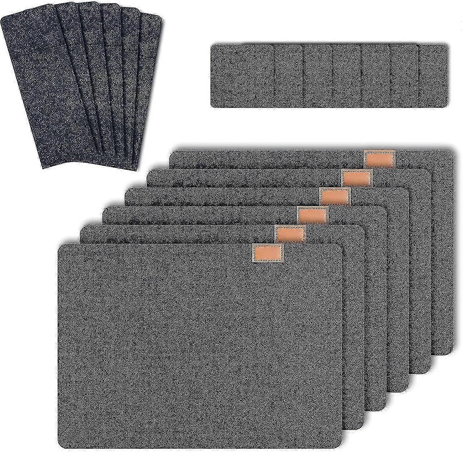 6 Set Of Washable Placemats Made Of Felt Anthracite