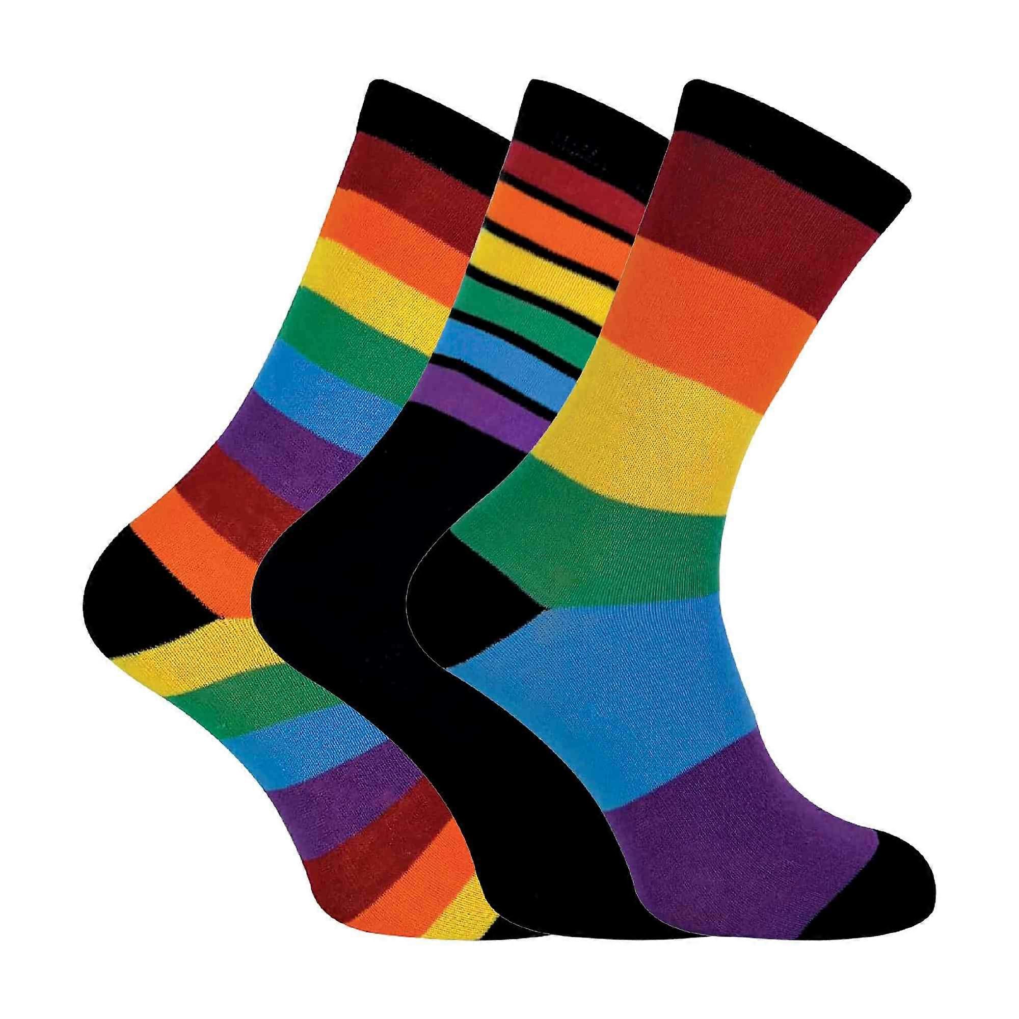 Sock Snob - 3 Pairs Mens Stripe Patterned Rainbow Socks