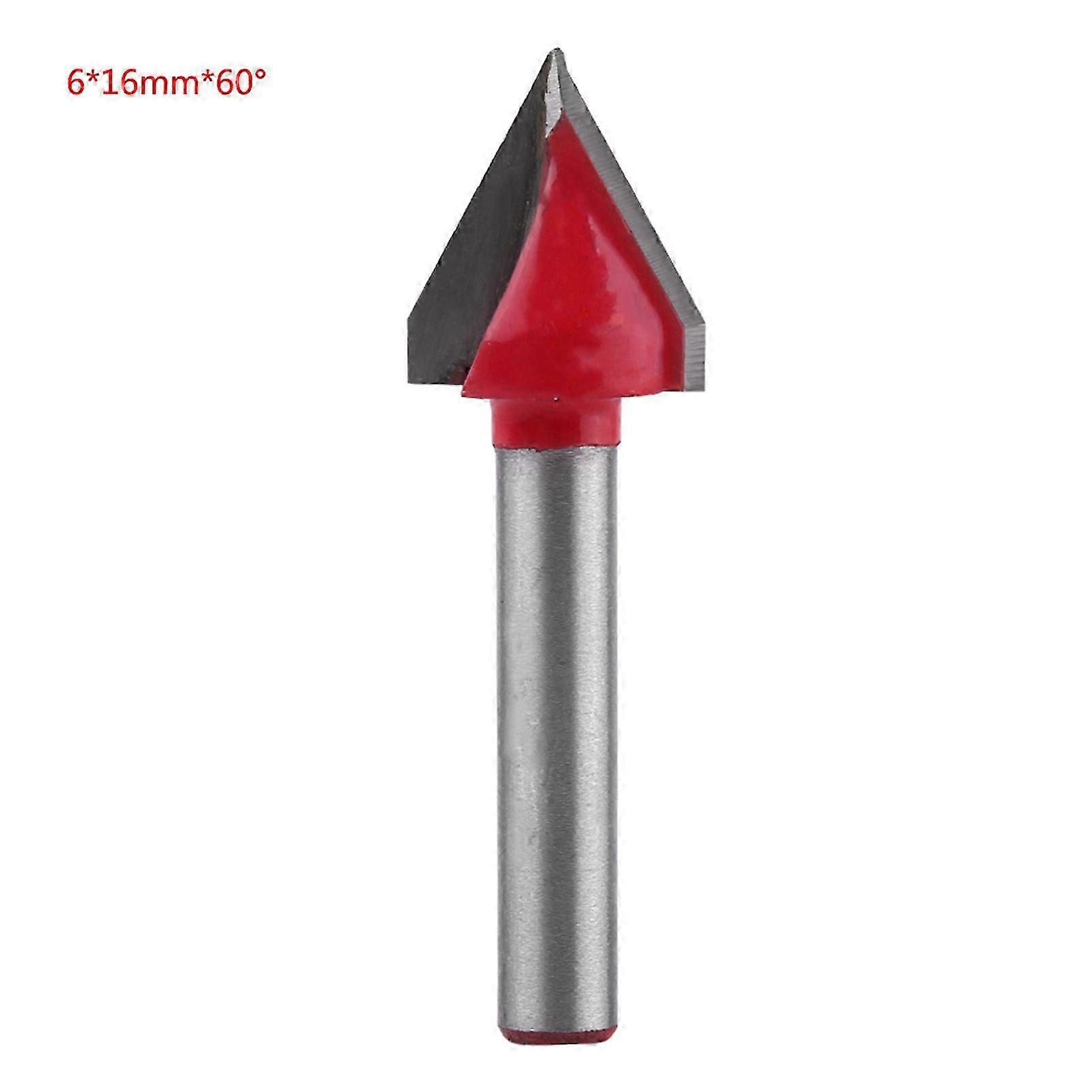 Tungsten Steel Woodworking CNC Router Bit of Sharpness VGroove Cutting Tool 6mm Shaft (6*16mm*60)