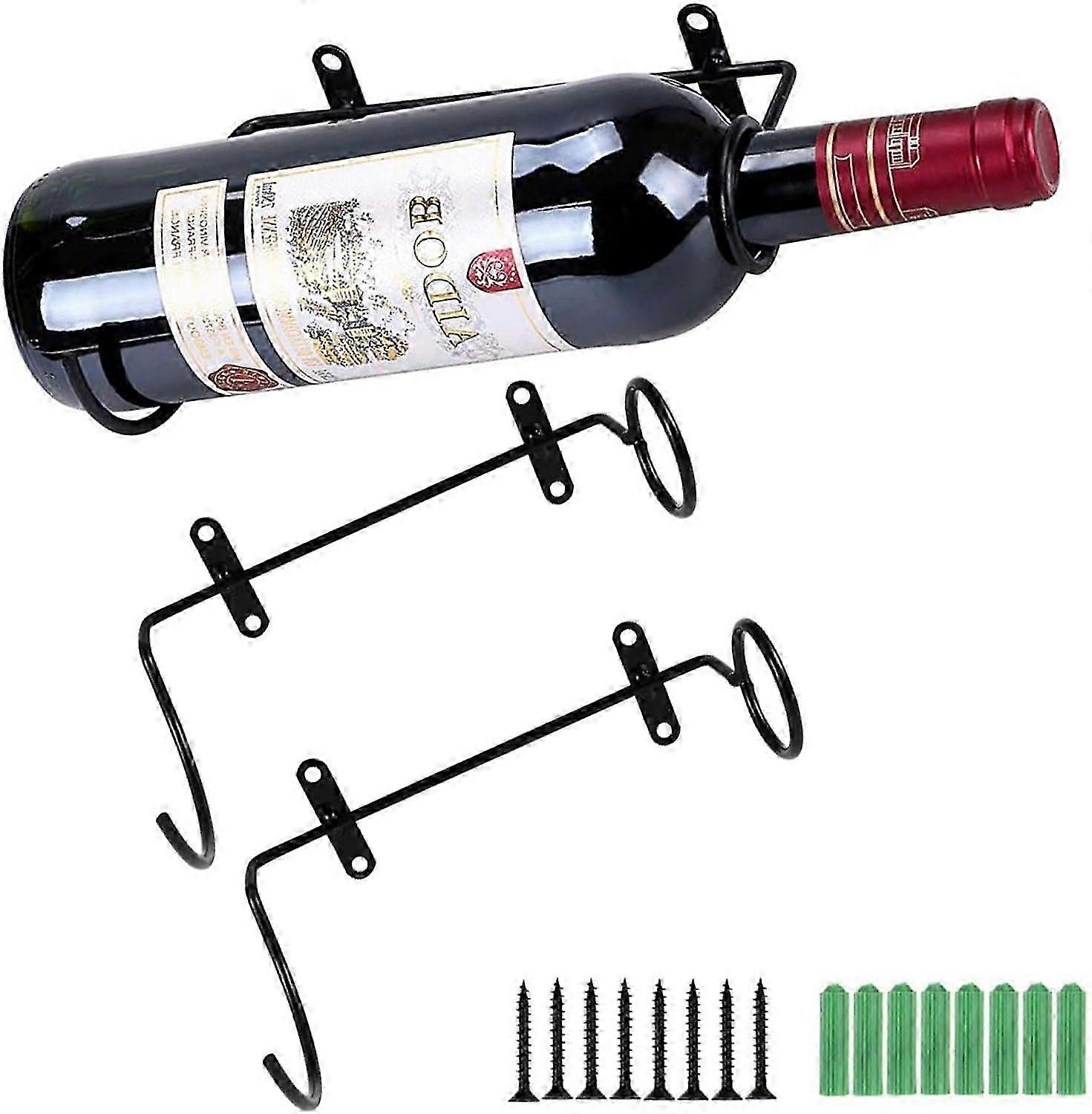 25-26 2pcs Metal Hanging Wine Rack Red Wine Bottle Display Stand with Screws for Adults Alcoholic Drinks Bottle Storage Rack