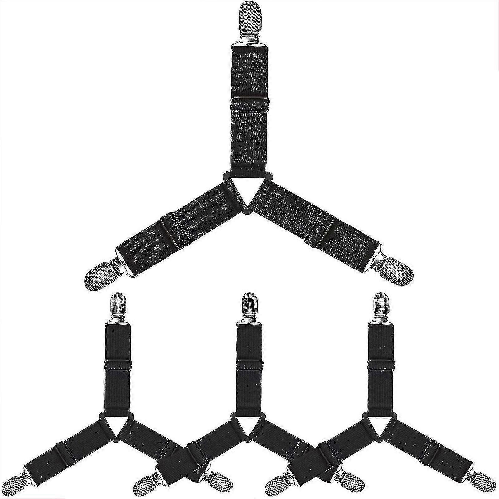 Set Of 4 Bed Sheet Ties, Adjustable Elastic Triangles For Sheets, Mattress Covers, Sofa Cushion