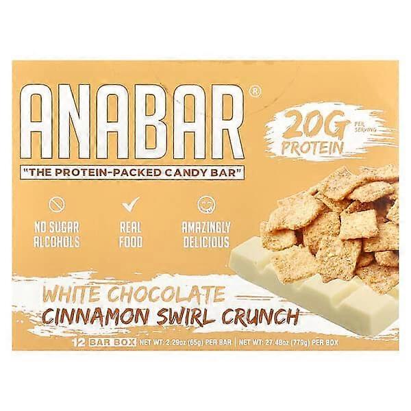 The Anabar, The Protein-Packed Candy BarÃÂÃÂÃÂÃÂ®, White Chocolate Cinnamon Swirl Crunch, 12 Bars, 2.29 oz (65 g) Each