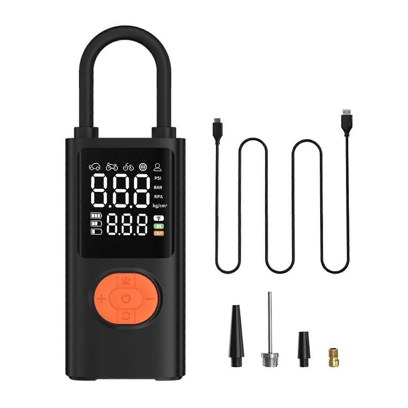Tire Inflator Portable Air Compressor Cordless Car Tire Pump 4000mAh Rechargeable Battery Powered Inflatables Round Keys