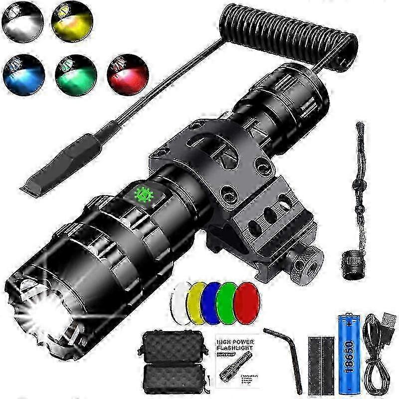 L2 Beads LED Outdoor Tactical Flashlight with Five Color Modes - White, Yellow, Blue, Green, Red Light
