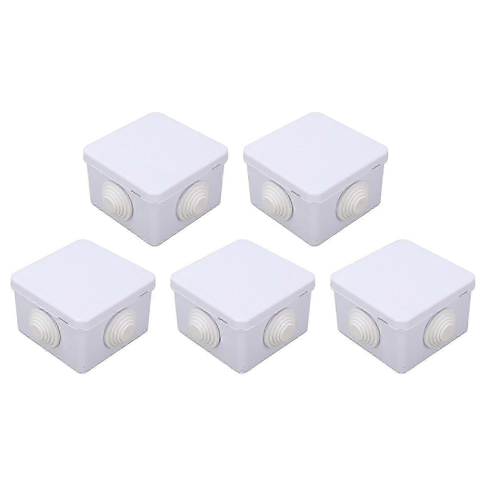 5Pcs Plastic Waterproof Cable Box with Rubber Plug IP55 Waterproof Plug Junction Wire Box