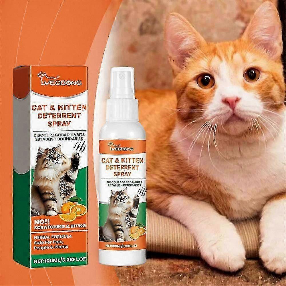Natural Cat Deterrent Spray for Scratching Prevention, Anti Scratch Spray with Orange Fragrance, No Stimulation Formula for Cats