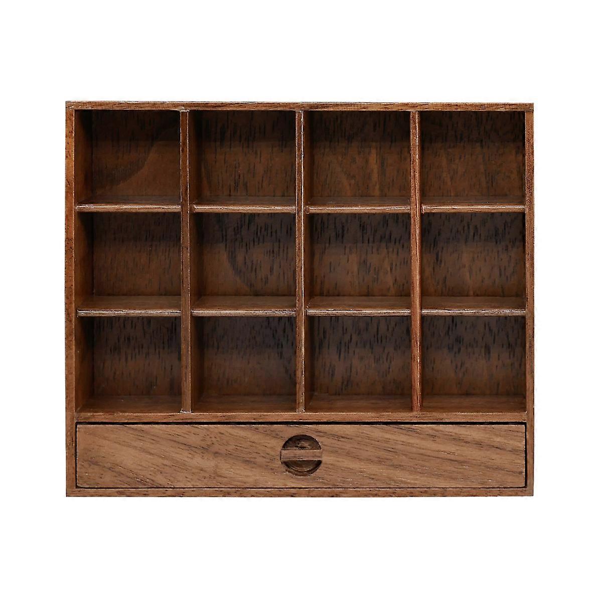 1/6 Cup Holder Storage Rack Solid Wood Mini Bookcase Cabinet B