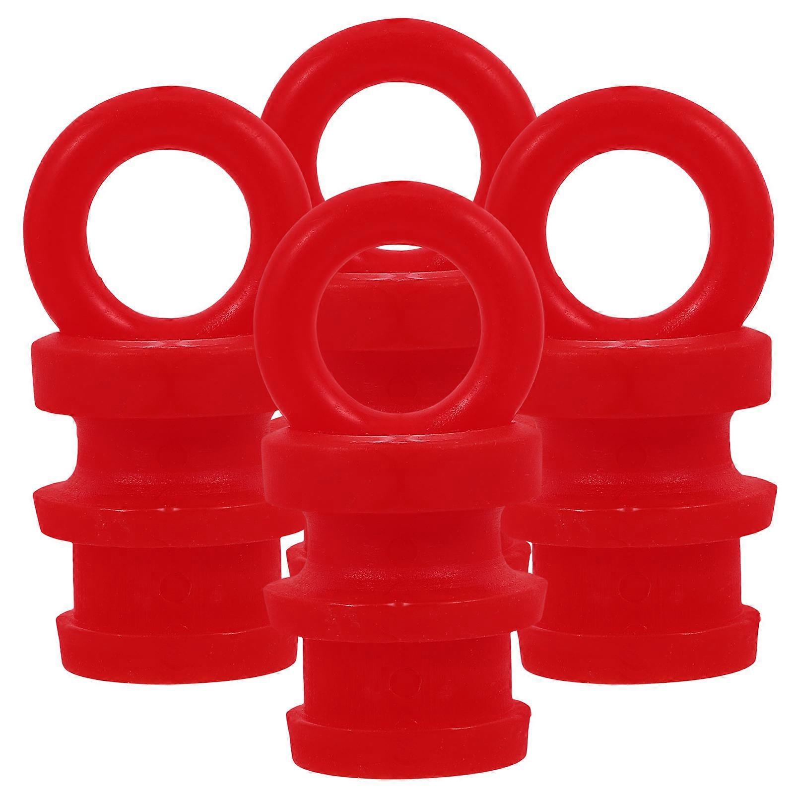 Warning Column End Caps External Post Cap for Road Safety 4Pcs Red Pe Material