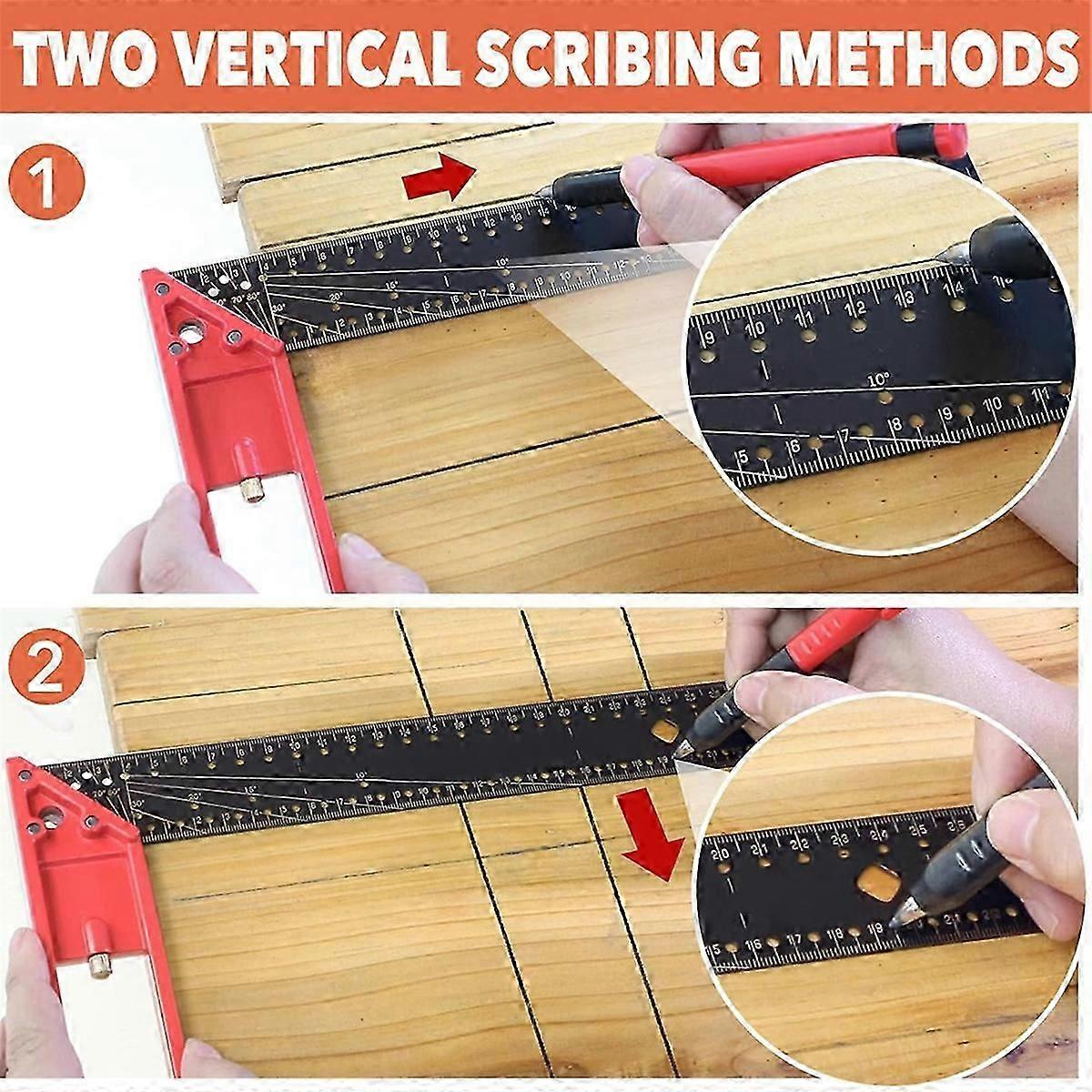 Quality 12in Woodworking Framing Square Ruler Adjustable Carpenter Square Layout Tool with 1Pc Carpenter Pen
