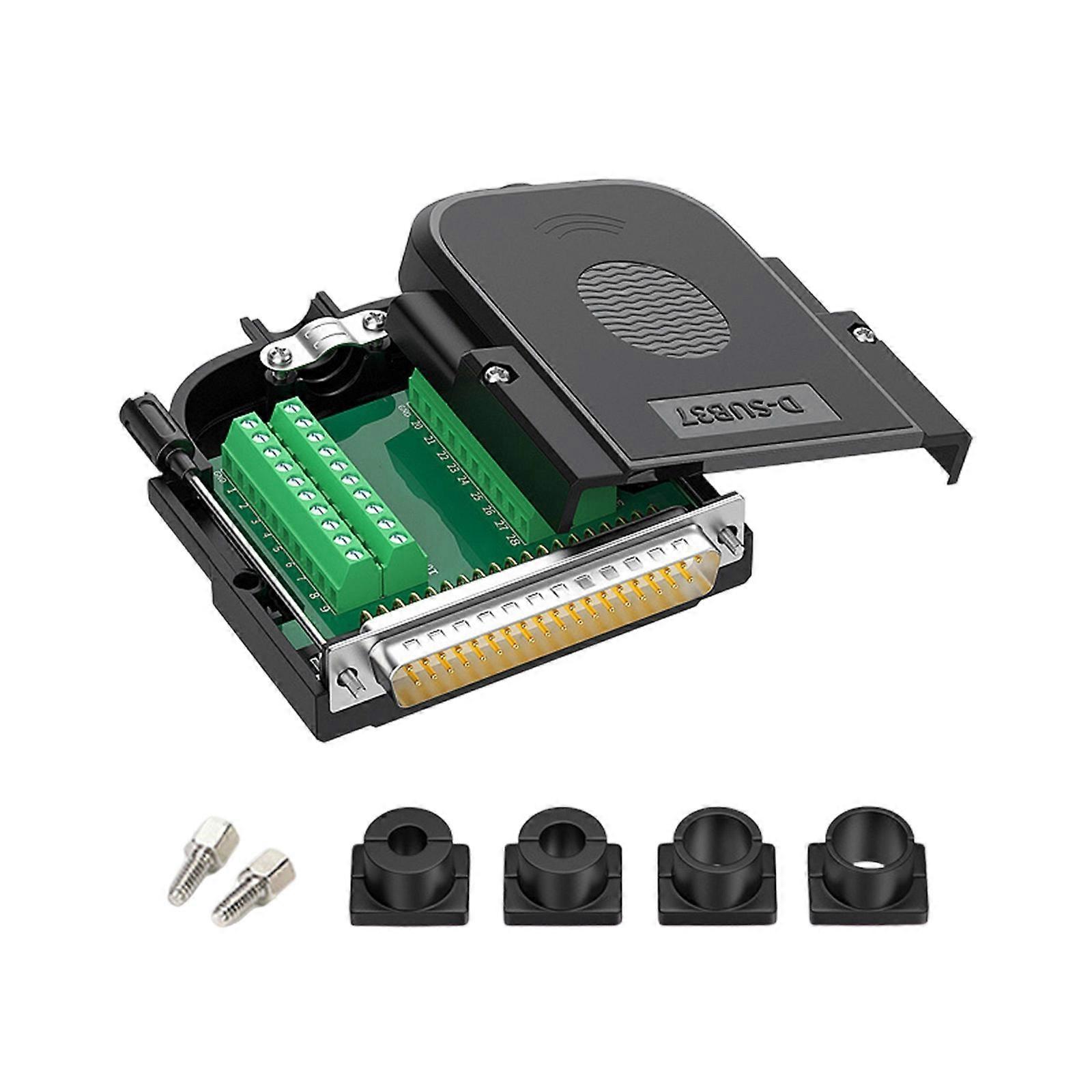 Thin DB37 Male RS232 Serial To 37 Pin Port Terminal Adapter Connector With Long Bolt Tailpiece And Housing Multicolor