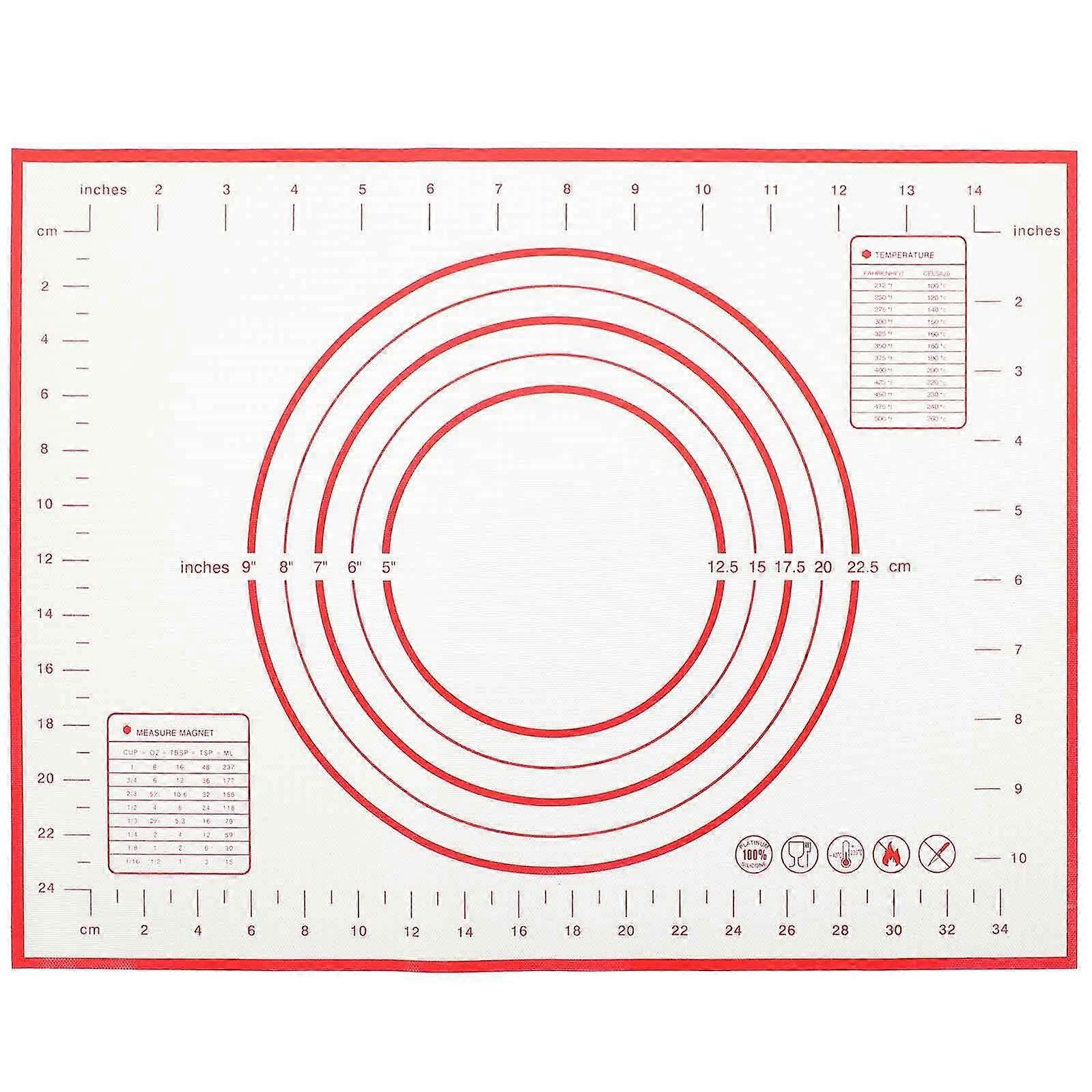 2 Pack Silicone Baking Mat Nonstick Rolling Kneading Pad for Pastry Cookie Bread in Red