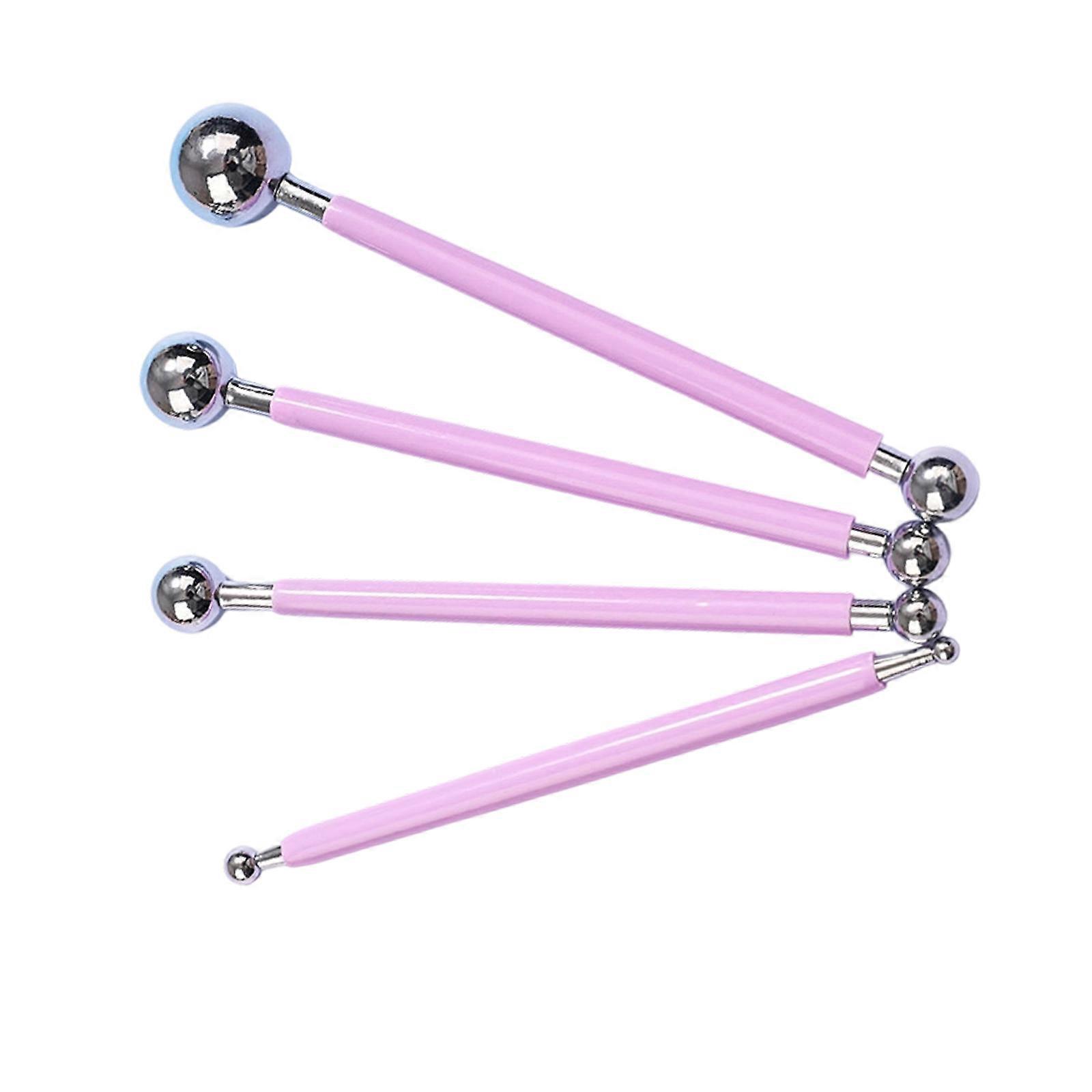 4Pcs Clay Dotting Pen and Texturing Tool Set Double Ended Ceramic Engraving Tool for Pottery Carving Detailing  Purple