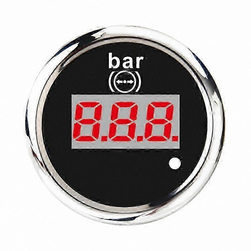 Digital Air Pressure Gauge, 52mm Stainless Steel Meter, 0-10 Bar Indicator with Red Backlight for Universal Use