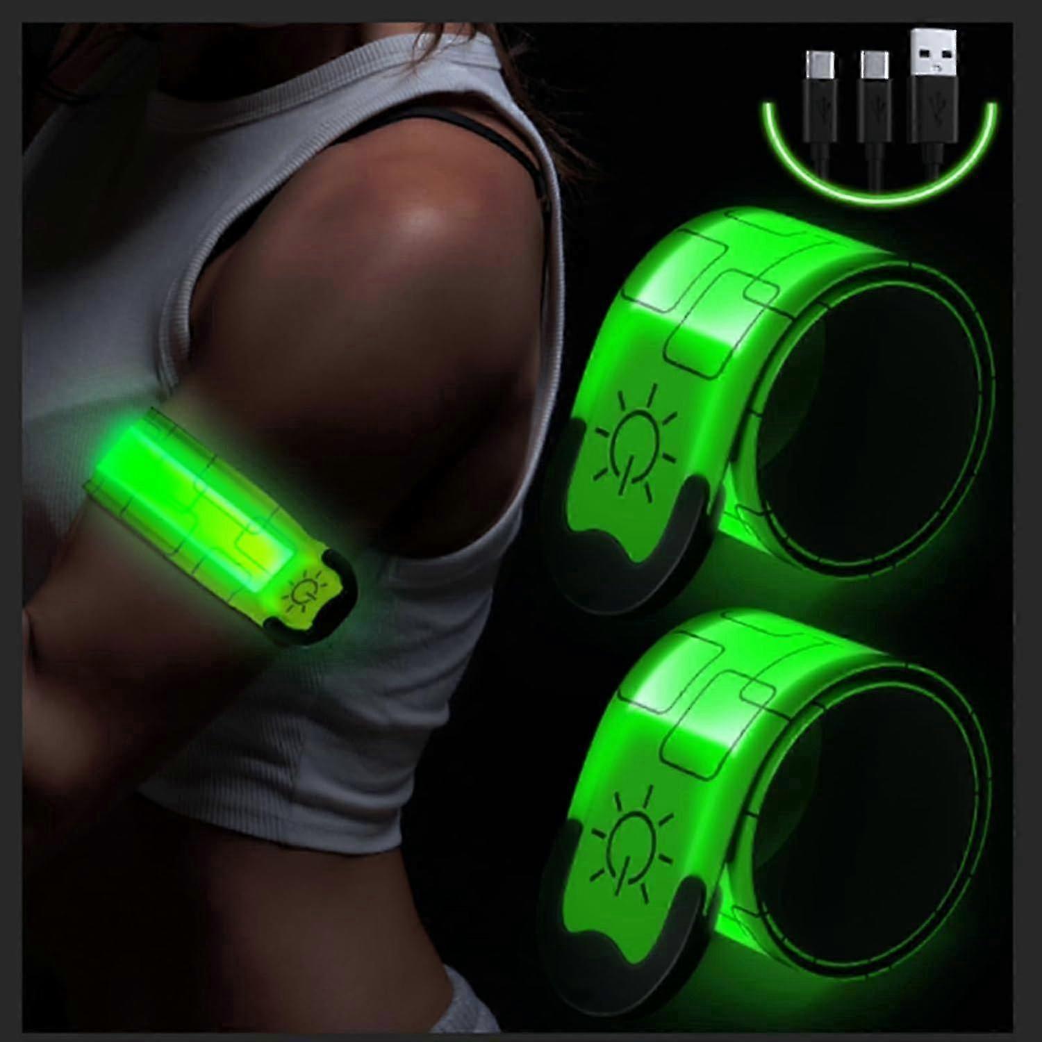 LED Armband Rechargeable for Running & Walking at Night - 2 Pack High Visibility Running Gear with Reflective Lights for Runners