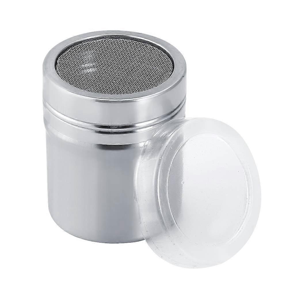 Stainless Steel Powder Shaker with Fine Mesh and Transparent Lid for Coffee Cocoa and Spices