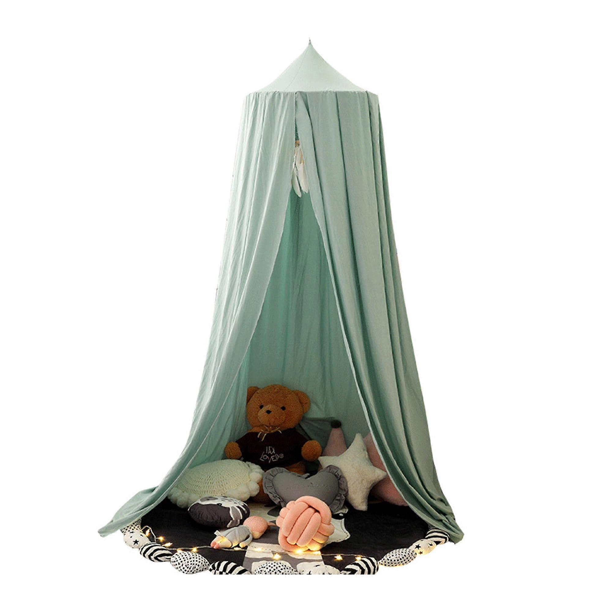 Green Hanging Crib Bed Canopy with Elegant Dome Design for Nursery Reading and Sleeping