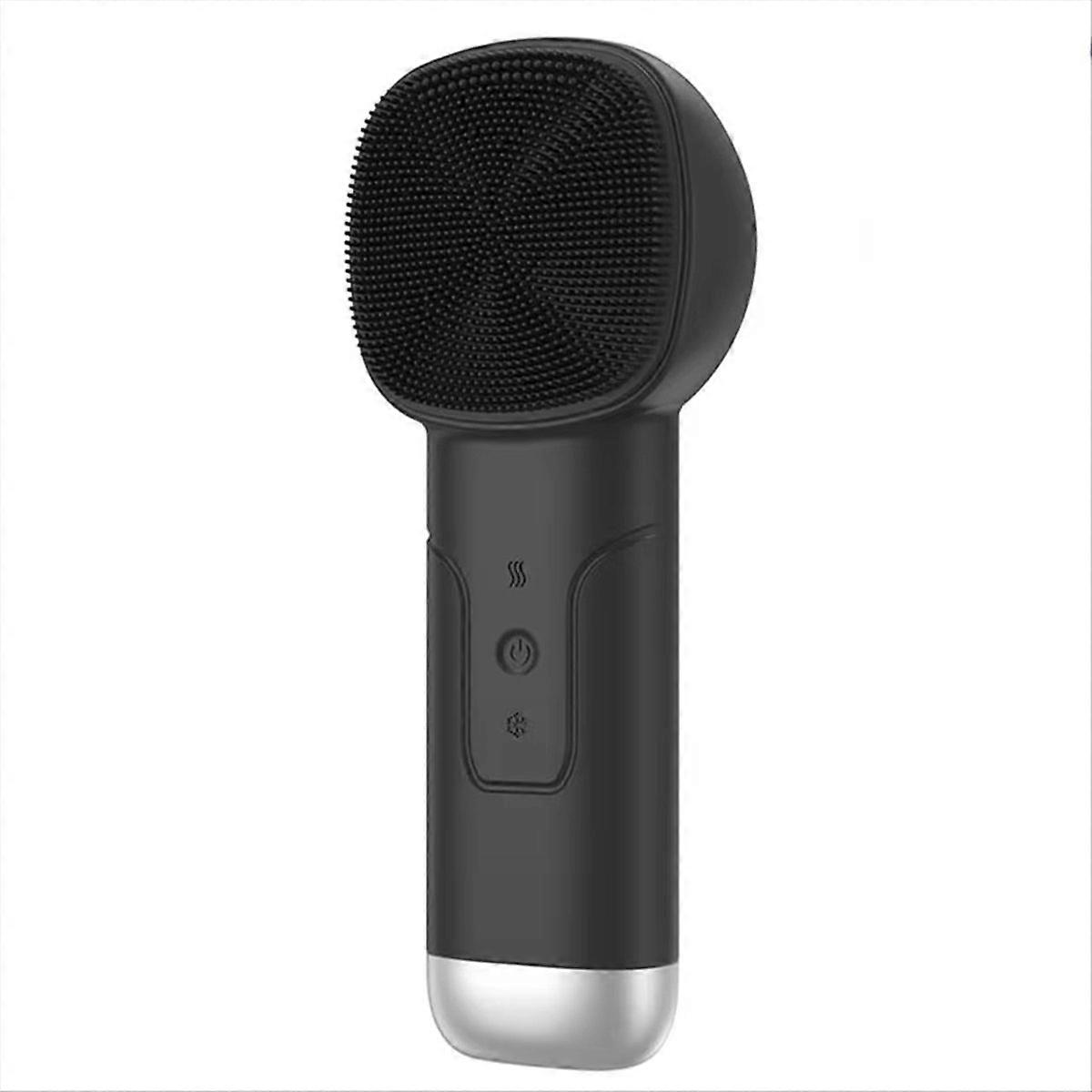 6-in-1 Cleansing Brush with Thermal Function, Skin Cooling Massager, Silicone Cleansing Device Black