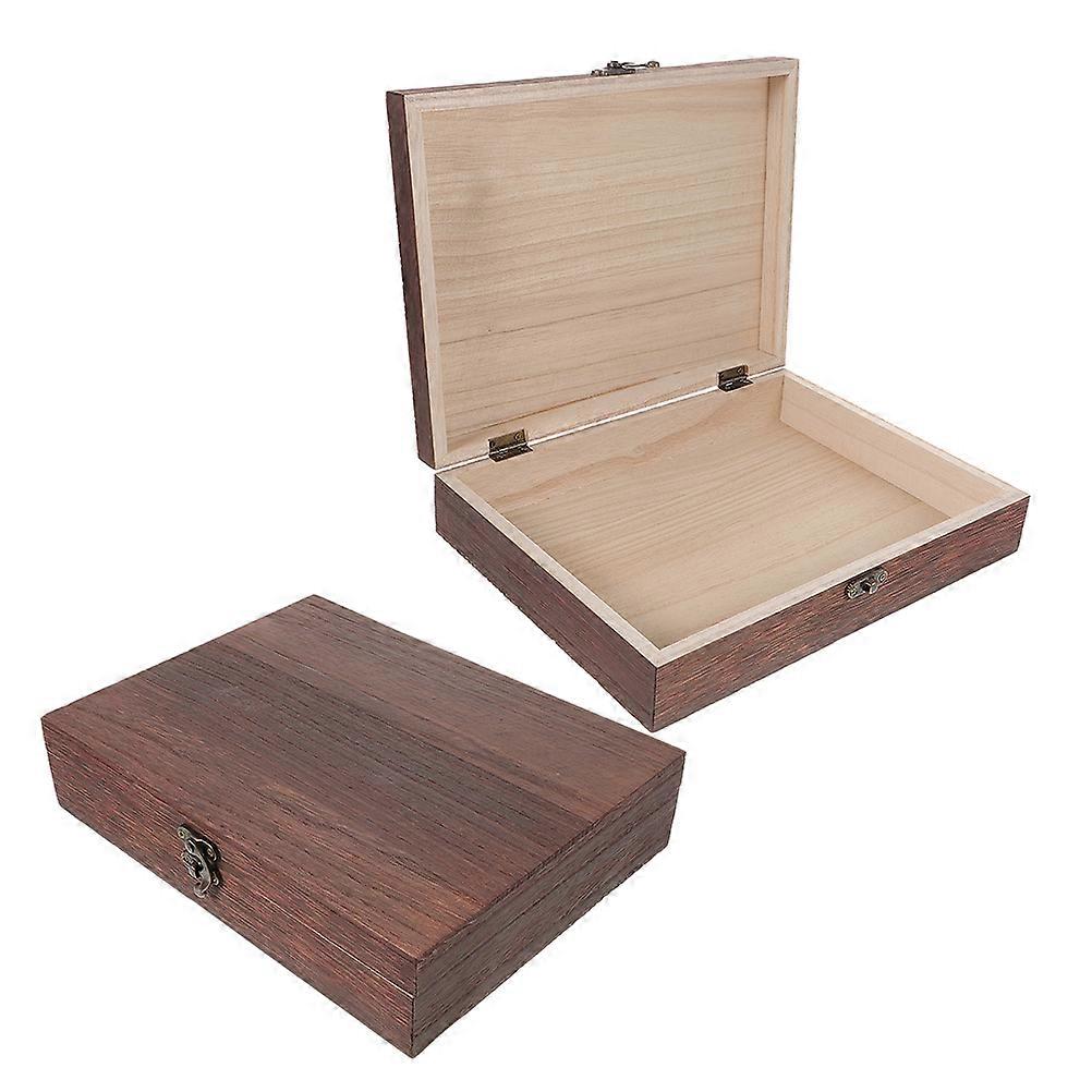 Wooden Storage Box for Keepsakes with Front Buckle 2Pcs Set Brown