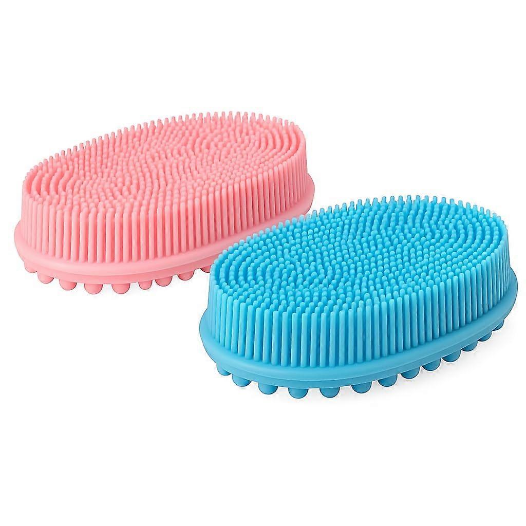 Silicone Body Scrubber Set 2 Pack Shower Exfoliating Brushes for Gentle Skin with Dual Color Grip