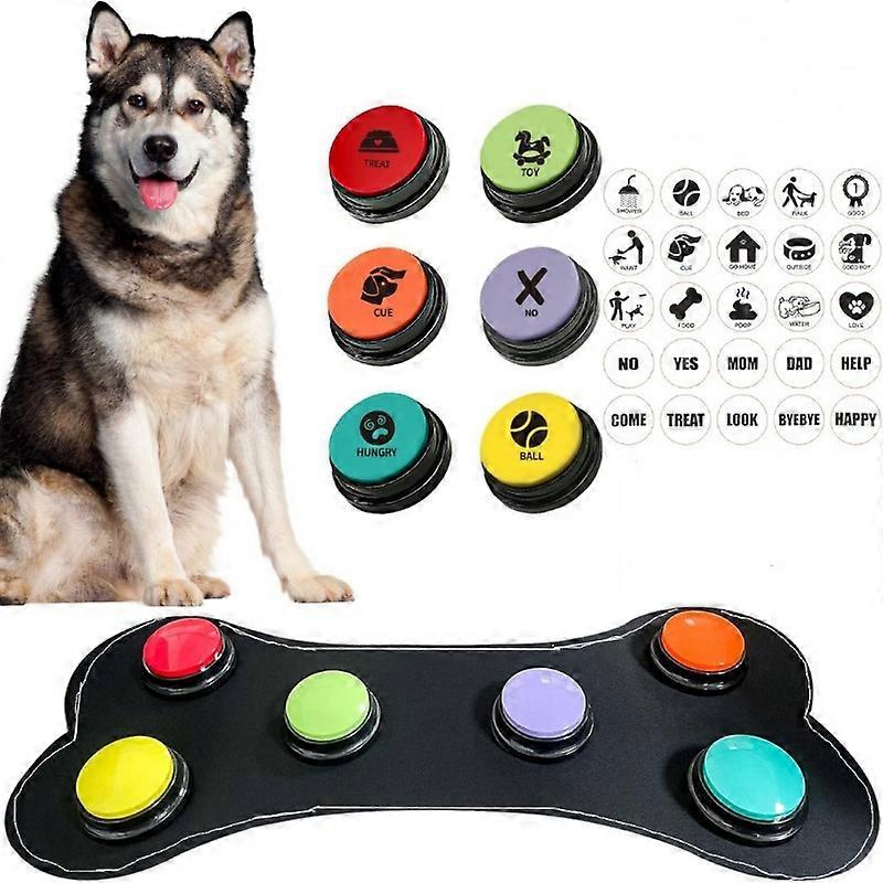 LETVIA Pet Buttons for Communication Dog Speech Training Buzzer Set 6/8 Recordable Buttons with Non-Slip Rubber Mat Interaction