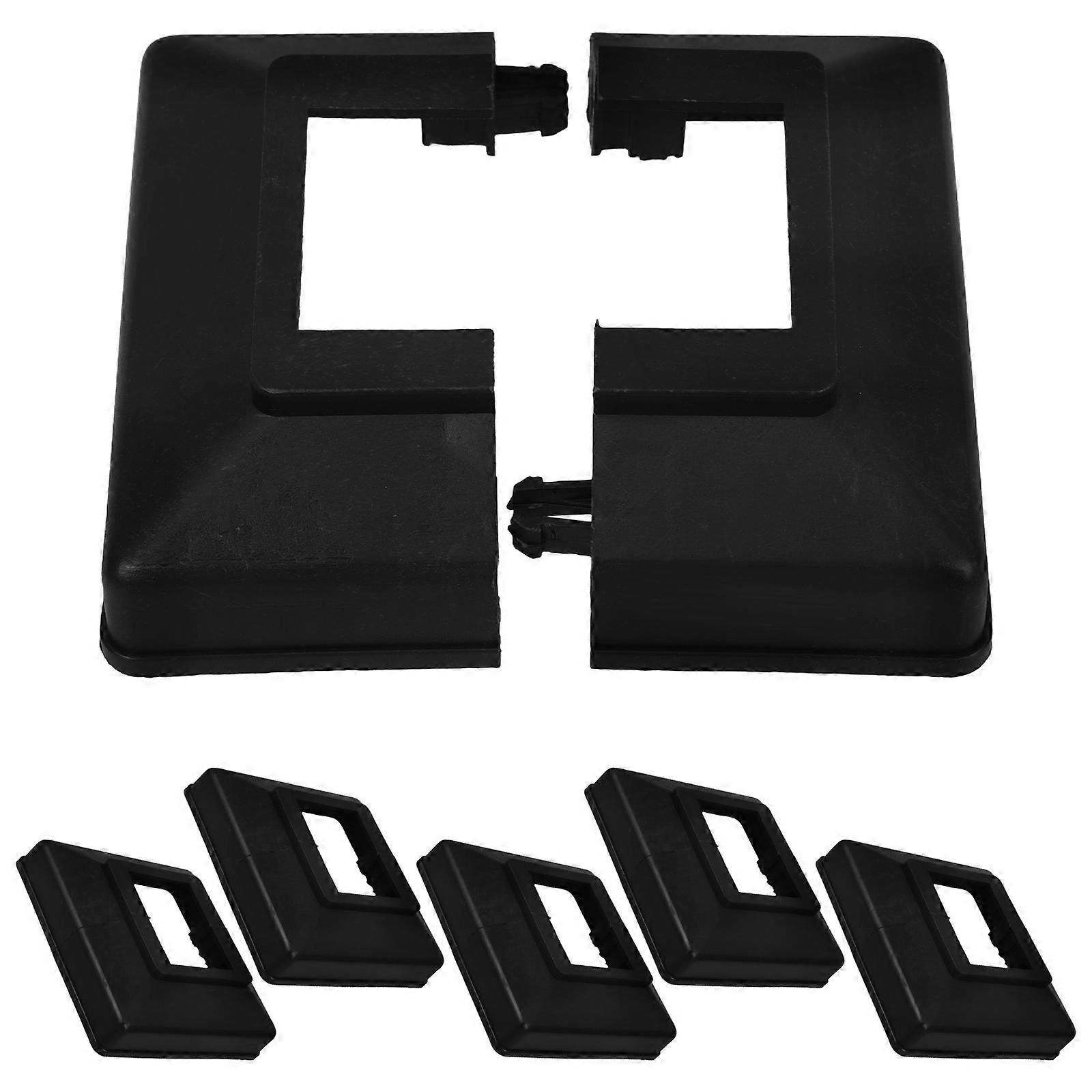 6PCS Deck Railing Post Base Covers Split Design Black Plastic for Protection