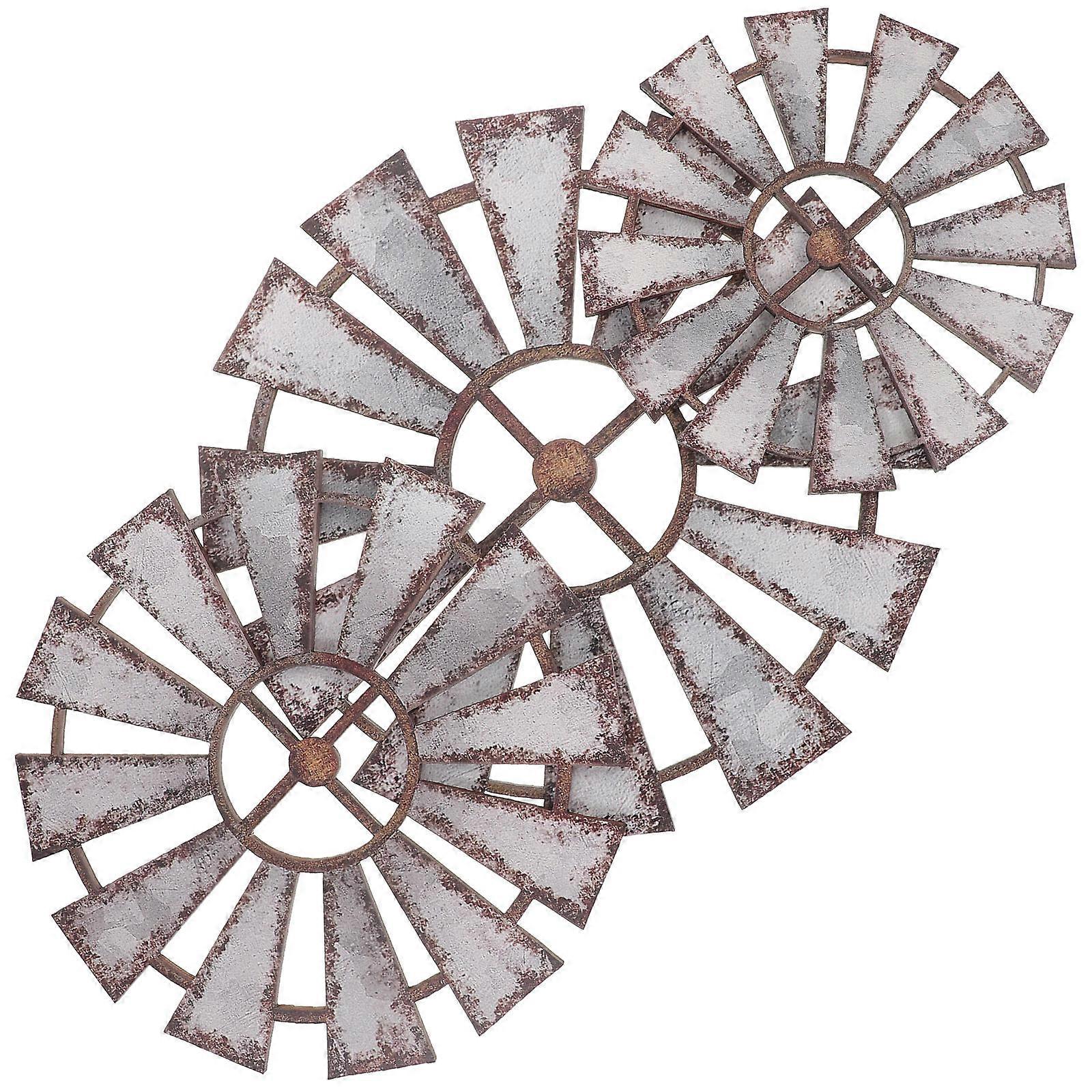 Windmill Wall Decor Rustic Farmhouse Wall Pendant for Decoration 2Sets