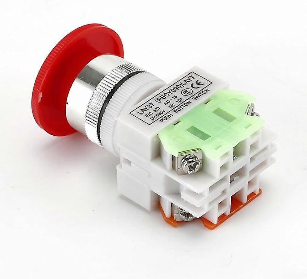 22mm Red Mushroom Push Button Switch AC 220V 10A Latching Mechanism for Industrial Electrical Control Panel