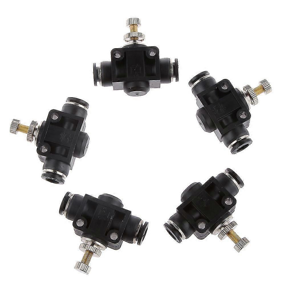 5pcs Tube 6mm 1/4" One Touch Inline Flow Control Valve Throttle Pneumatic