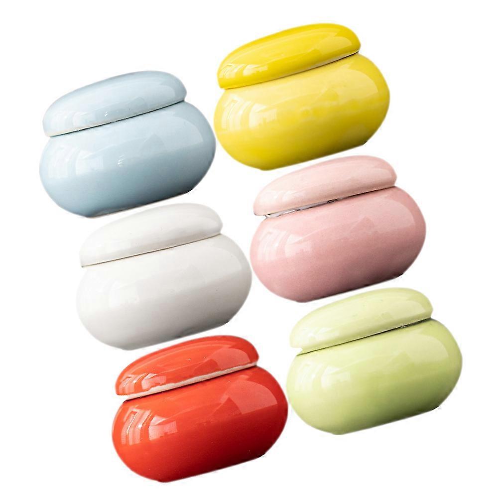 Ceramic Tea Canister for Storage 6Pcs Mini Multi Color Jars