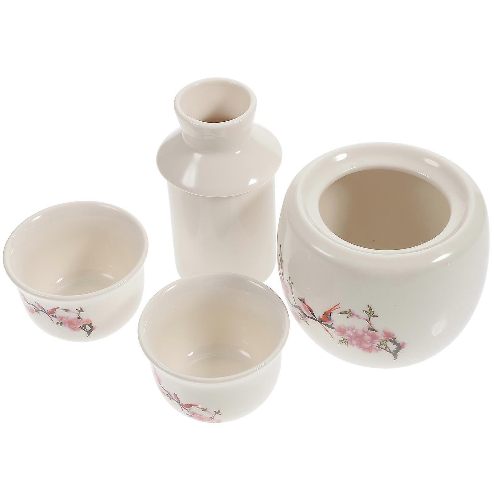 Jingdezhen Ceramic Wine Warm Kettle for Home Use 1Set White Drinking Cups