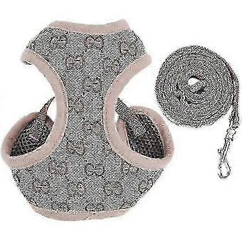 Harnais et laisse pour chien, gilet en maille souple réglable, ensemble harnais et laisse, maille rembourrée, motif écossais, anti-évasion (2025)