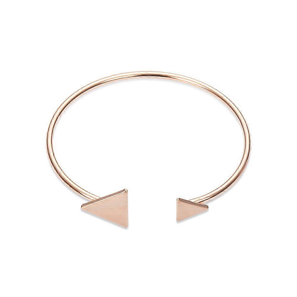 Fantastic Brass Cuff Bangle with Triangles Rose golden 190mm