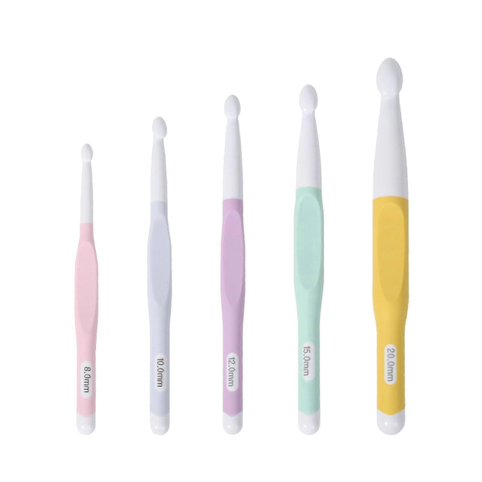 5 Pcs Multicolor Crochet Hook Set 820mm Ergonomic Grip Knitting Needles for Chunky Yarn