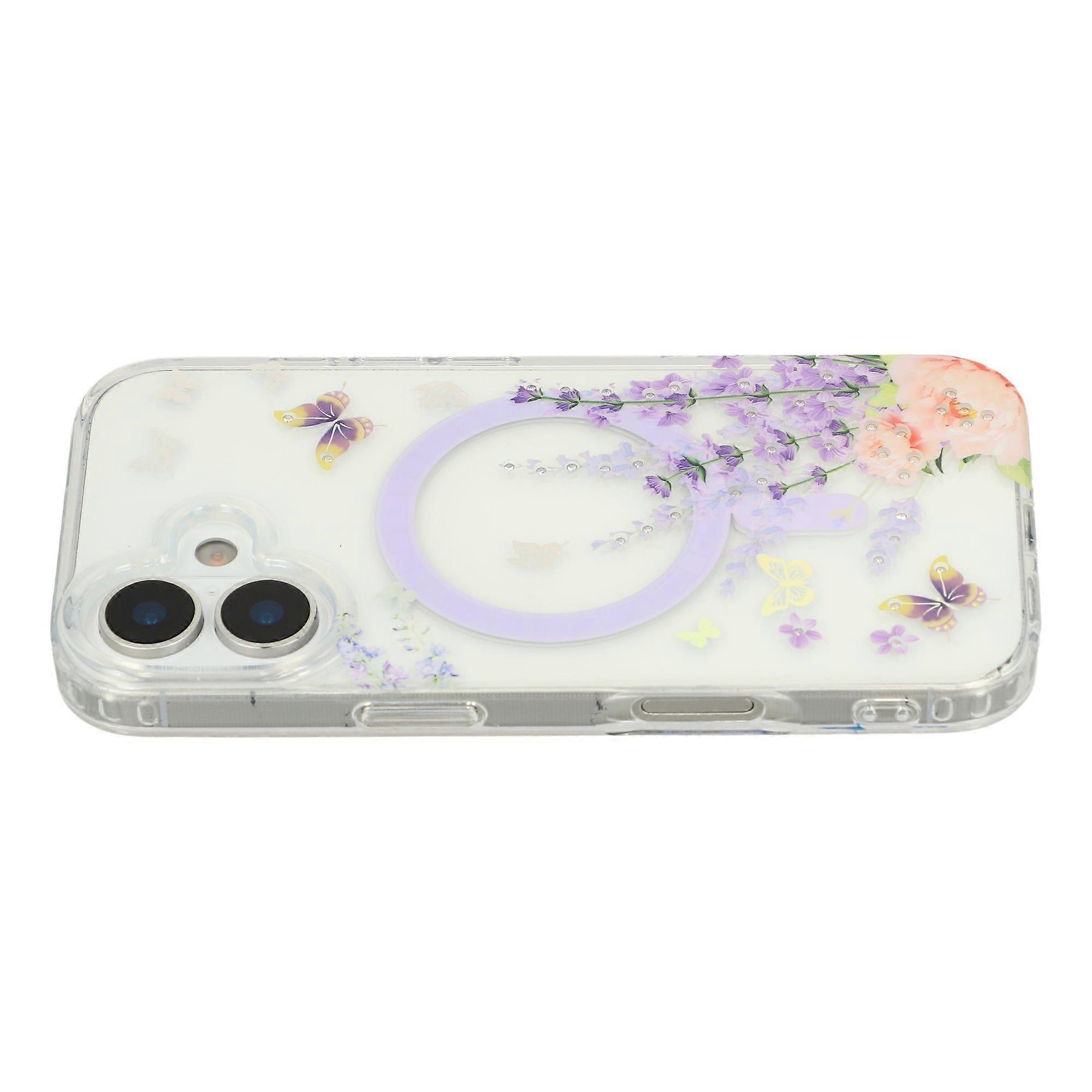 For iPhone 17 Case Compatible with MagSafe Embedded Rhinestones IMD Pattern TPU PC Phone Back Cover